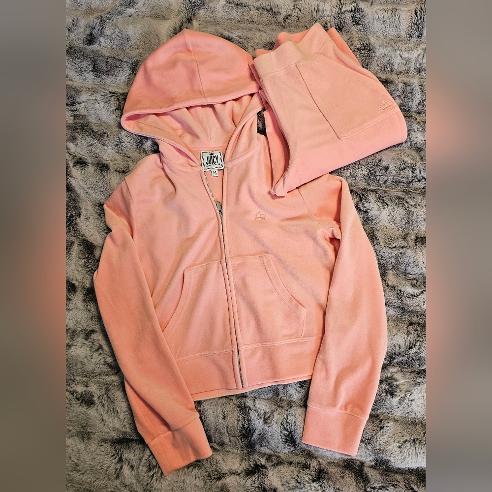 Juicy Couture Pink Velour tracksuit set Hoodie & Pants